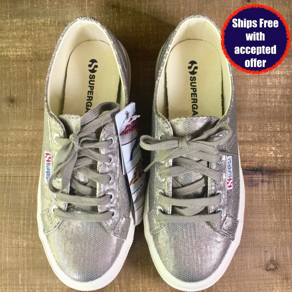 Superga Sneakers Metallic Sequined 7.5